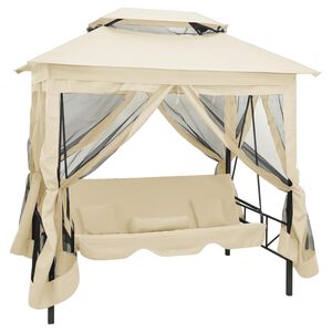 vidaXL Gazebo konvertibilna ljuljačka krema bijela
