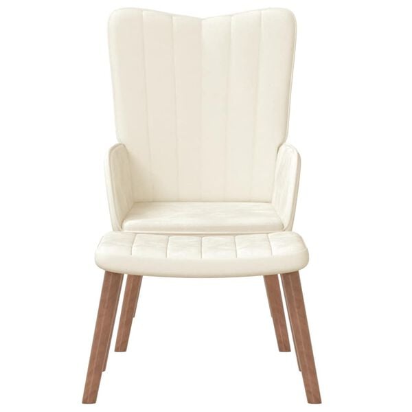 vidaXL Stolica za opu&scaron;tanje s osloncem za noge krem bijela bar&scaron;unasta