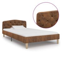 vidaXL Okvir za krevet od umjetne brušene kože smeđi 90 x 200 cm