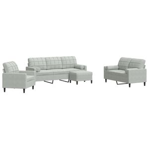 vidaXL 4-dijelni set sofa s jastucima svjetlosivi bar&scaron;unasti
