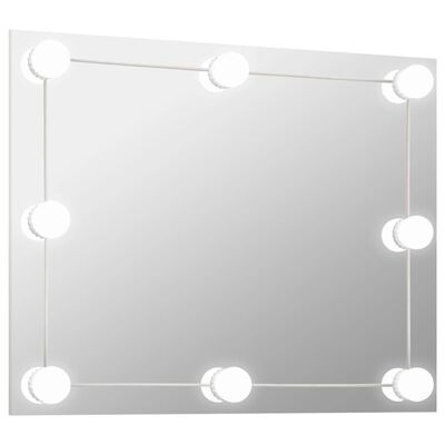 vidaXL Zidno ogledalo bez okvira s LED svjetlima pravokutno stakleno