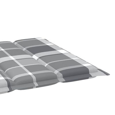 vidaXL Ležaljka za sunčanje od tikovine sa sivim kariranim jastukom