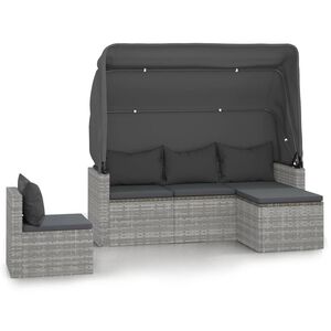 vidaXL 4-dijelni set vrtnih sofa od poliratana s jastucima sivi