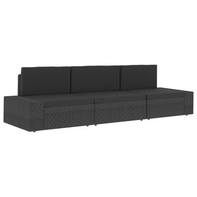 vidaXL Modularna kutna sofa od poliratana s desnim naslonom crna