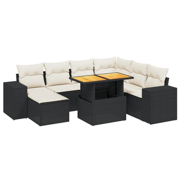 vidaXL 8-dijelni set vrtnih sofa od poliratana s jastucima crni
