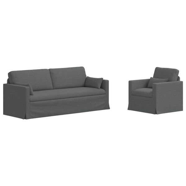 vidaXL Sofa 2 pcs Tamno siva