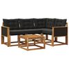 vidaXL Set vanjskih sofa s jastukom 5 pcs Prirodna i crna
