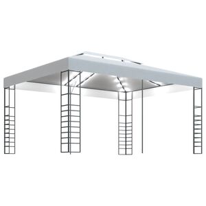 vidaXL Sjenica s LED svjetlosnim trakama 4 x 3 x 2,7 m bijela