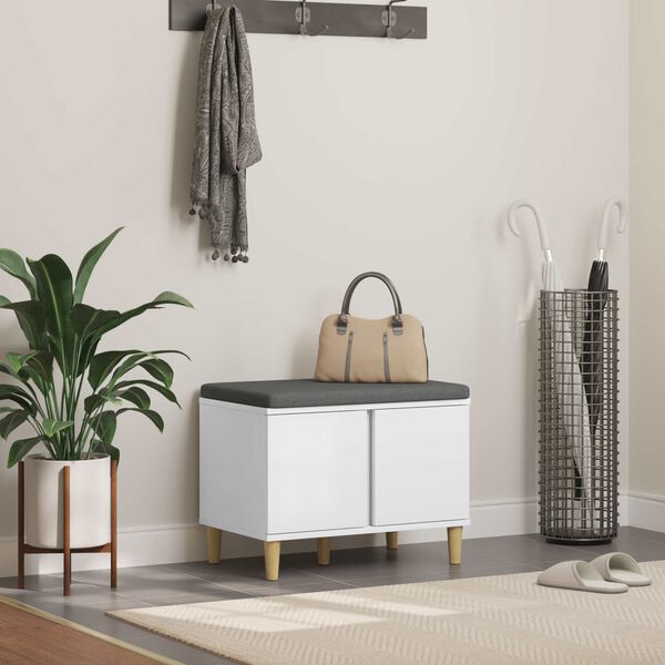 vidaXL Klupa za hodnik s jastukom s pohranom Bijelo 60 x 38 x 46 cm