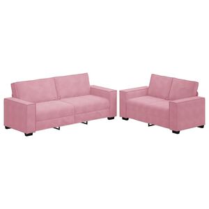 vidaXL Dvodijelni set sofa s jastucima, ružičasti bar&scaron;un