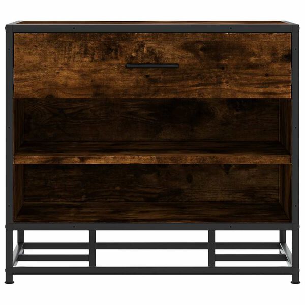 vidaXL Klupa za cipele dimljeni hrast konstruirano drvo i metal