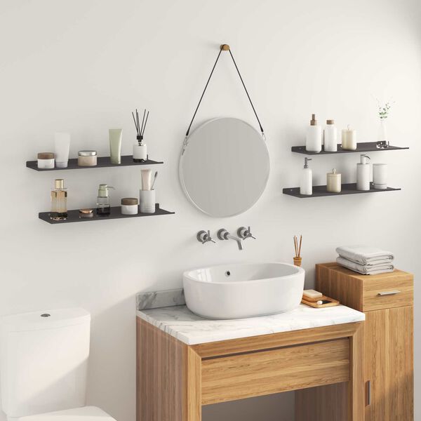 vidaXL Lebdeća polica Zidne 4 pcs Crna 60 x 18 x 2,5 cm Čelik
