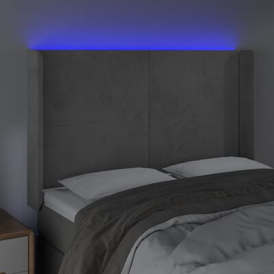 vidaXL LED uzglavlje svjetlosivo 147 x 16 x 118/128 cm baršunasto