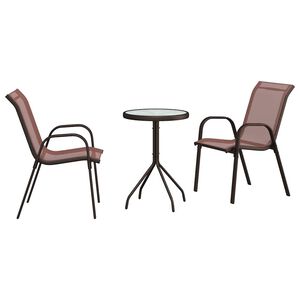 vidaXL Bistro set za vrt 3 kom. Smeđa Čelik