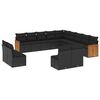 vidaXL 13-dijelni set vrtnih sofa s jastucima poliratan crni