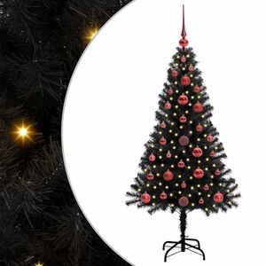vidaXL Božićno drvce s LED svjetlom Crna 120 cm PVC i čelik