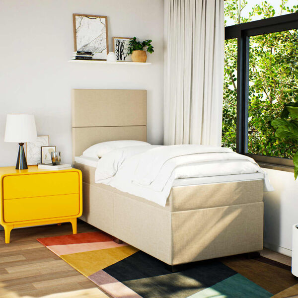 vidaXL Krevet s oprugama i madracem krem 90 x 190 cm od tkanine