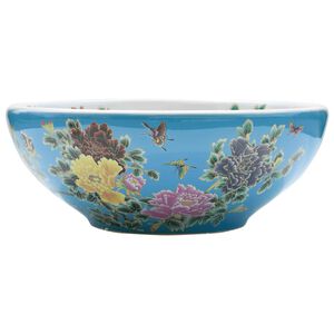 vidaXL Nadgradni umivaonik raznobojni okrugli &Phi; 41 x 14 cm keramički