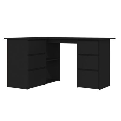 vidaXL Kutni radni stol crni 145 x 100 x 76 cm od iverice