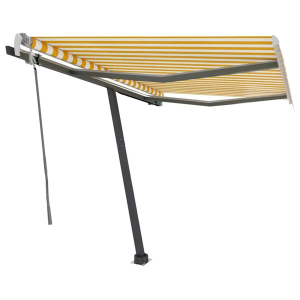 vidaXL Tenda na ručno uvlačenje s LED svjetlima 300x250 cm žuto-bijela