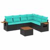 vidaXL 7-dijelni set vrtnih sofa od poliratana s jastucima crni