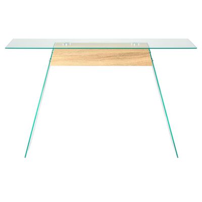 vidaXL Konzolni stol od stakla i MDF-a 120 x 30 x 76 cm boja hrasta