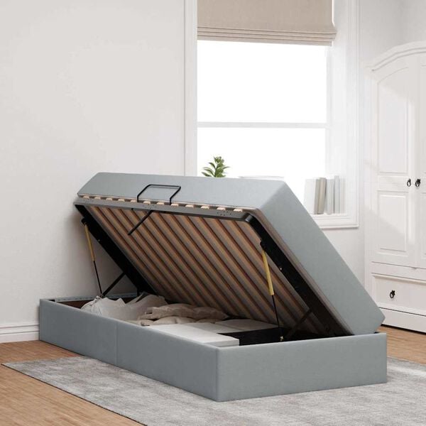 vidaXL Krevet s madracem i skladi&scaron;tem Svijetlo siva 90 x 190 cm