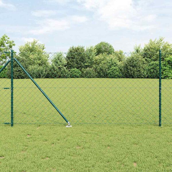 vidaXL Ograda od lanca s stupovima Zelena 1.2 x 25 m Čelik