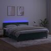 vidaXL Krevet box spring s madracem LED tamnozeleni 180x200 cm bar&scaron;un