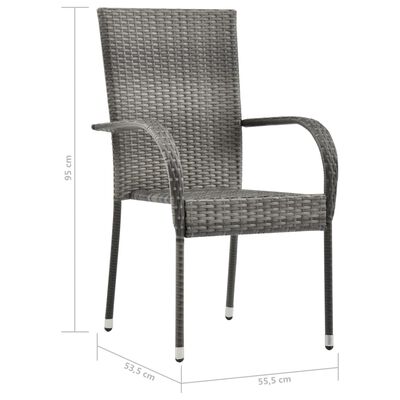 vidaXL Složive vrtne stolice od poliratana 2 kom sive