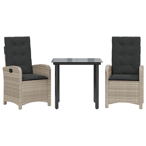 vidaXL 3-dijelni vrtni blagovaonski set svjetlosivi od poliratana