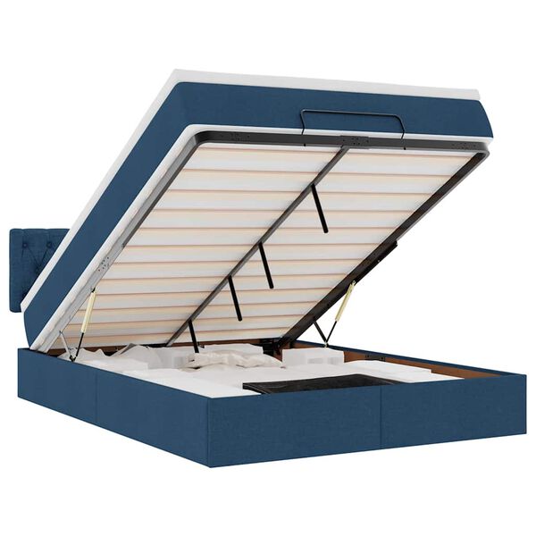 vidaXL Otomanski krevet s madracem i LED plavi 140x190 cm tkanine