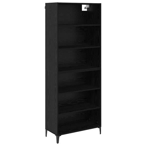 vidaXL Highboard Crni hrast 69,5 x 34 x 180 cm Konstruirano drvo