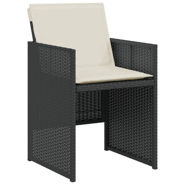 vidaXL 3-dijelni bistro set s jastucima crni od poliratana