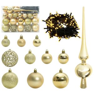 vidaXL Set Božićnih Ukrasnih Kuglica 61 kom. 150 LED lampica &Oslash; 6 cm