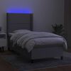 vidaXL Krevet box spring s madracem LED svjetlosivi 100x200 cm tkanina