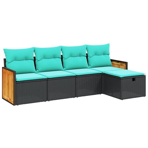 vidaXL 5-dijelna vrtna garnitura od poliratana s jastucima siva