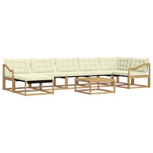 vidaXL Set vanjskih sofa 8 kom. Bijela i krem Čvrsto drvo akacije