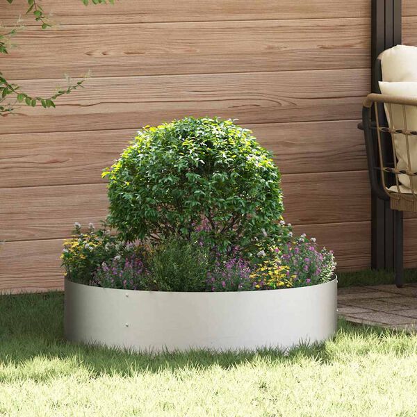 vidaXL Prsten za saksiju Srebrno 80 x 80 x 20 cm Nehrđajući čelik