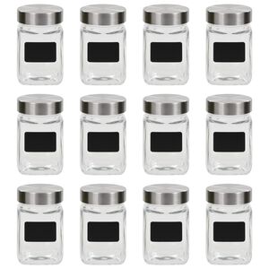 vidaXL Staklenke za pohranu s naljepnicom 12 kom 300 ml