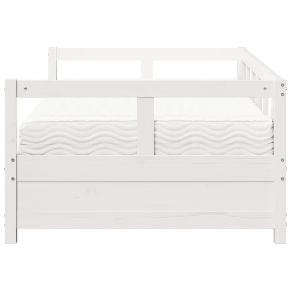 vidaXL Dnevni krevet s madracem bijeli 90 x 200 cm masivna borovina