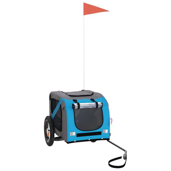 vidaXL Prikolica za bicikl za ljubimce plavo-siva od tkanine i željeza