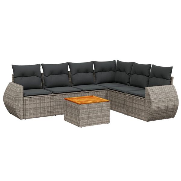 vidaXL 7-dijelni set vrtnih sofa sivi od poliratana