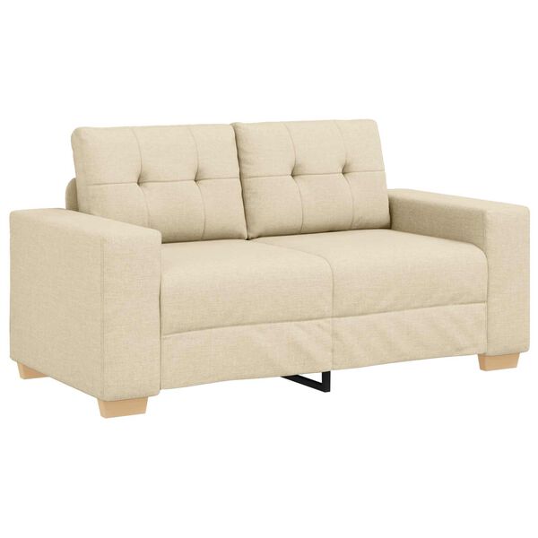 vidaXL Sofa 2 pcs Krema Platnasta tkanina