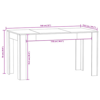 vidaXL Blagovaonski stol boja smeđeg hrasta 140 x 74,5 x 76 cm drveni