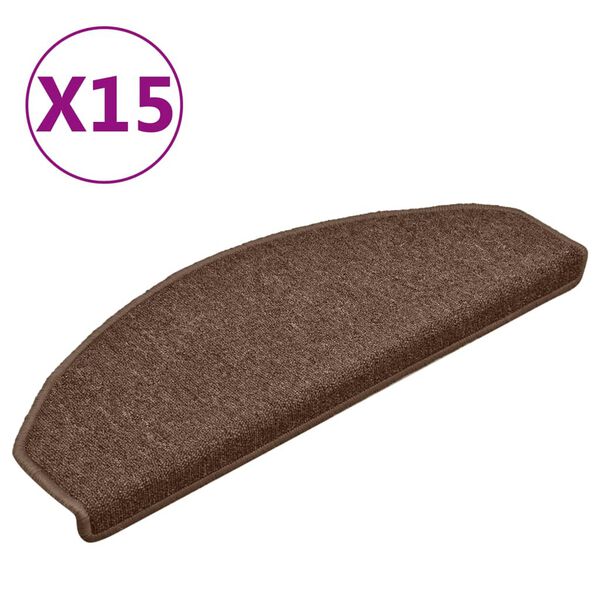 vidaXL Prostirke za stepenice 15 kom 65x24x4 cm Smeđe poluokrugle velike