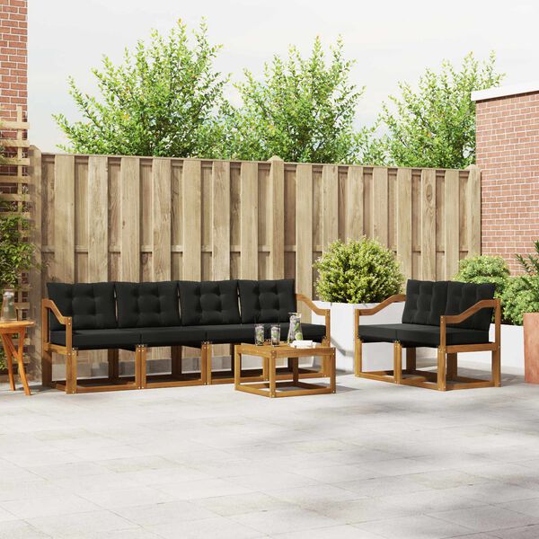 vidaXL Set vanjskih sofa s jastukom 7 pcs Prirodna i crna