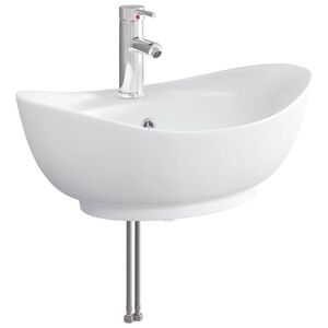vidaXL Umivaonik s slavinom i odvodom Krom 59 x 35 x 21 cm Keramika