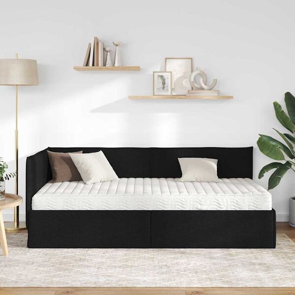 vidaXL Kutni krevetni okvir s madracem 2 pcs Zelena Bar&scaron;un