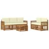 vidaXL Set vanjskih sofa 6 kom. Prirodna i krem Čvrsto drvo akacije